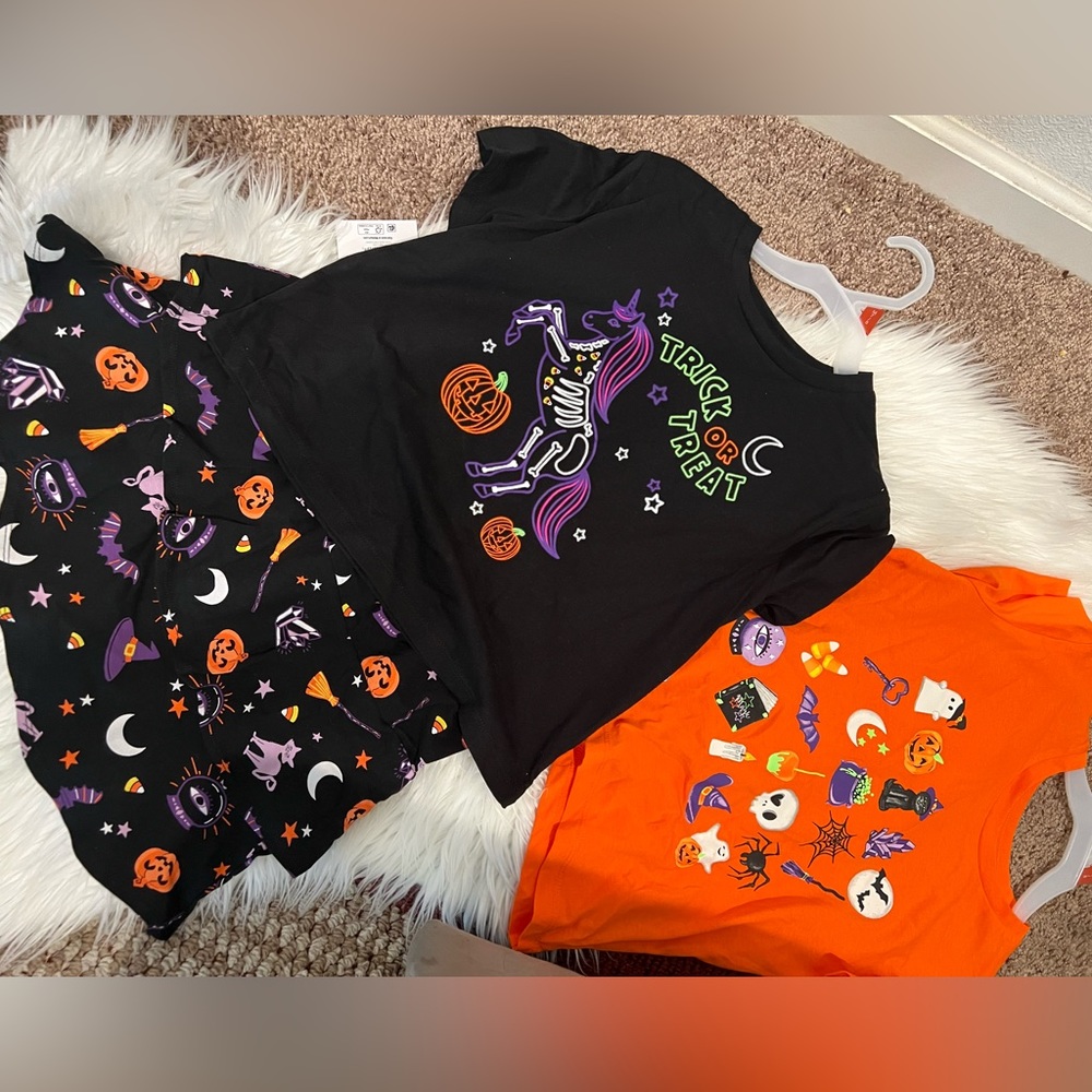 Halloween Short Sleeve Unicorn Trick or Treat Tee & skirt‎